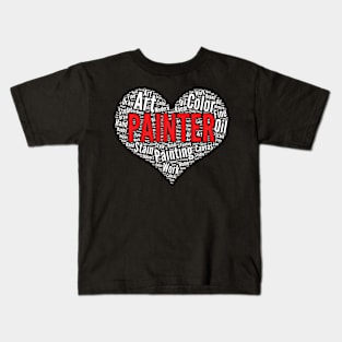 Painter Heart Shape Word Cloud Design print Kids T-Shirt